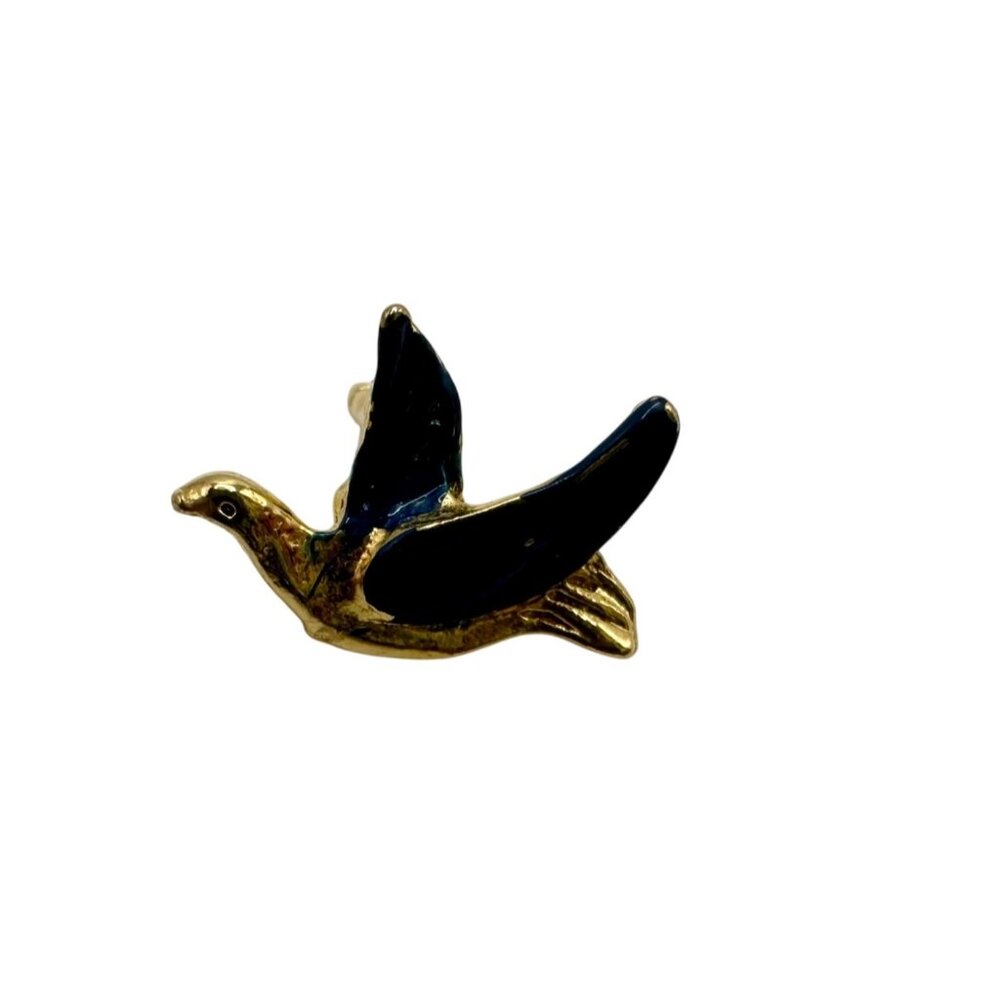 Flying Bird Blue Wings Gold Tone Lapel Pin Dove Small Vintage